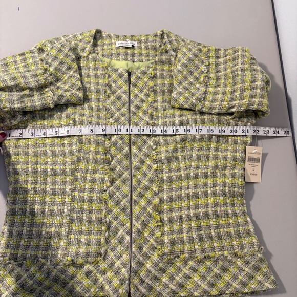 Coldwater Creek Women's Tweed Jacket‎ Size 12 Zipper Front Green Career Casual - Picture 3 of 11